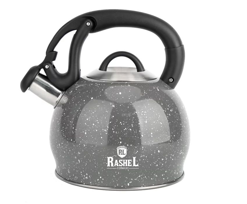 Чайник 3,0л, нержавеющая сталь, со свистком, цвет: серый