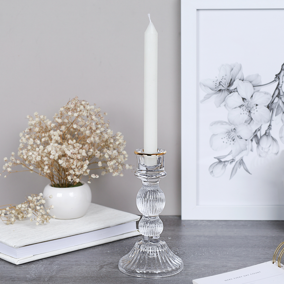 Подсвечник 15 см WS-016 золотой ободок