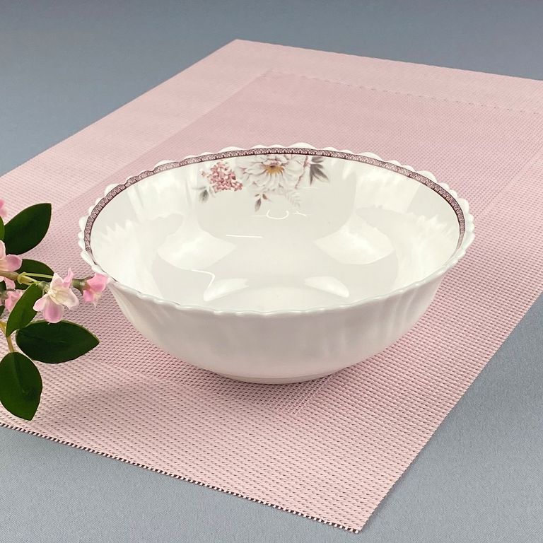 Салатник 17см стеклокерам. Torix "Горный пион" NHW65T/16092, 580мл, белый с декором