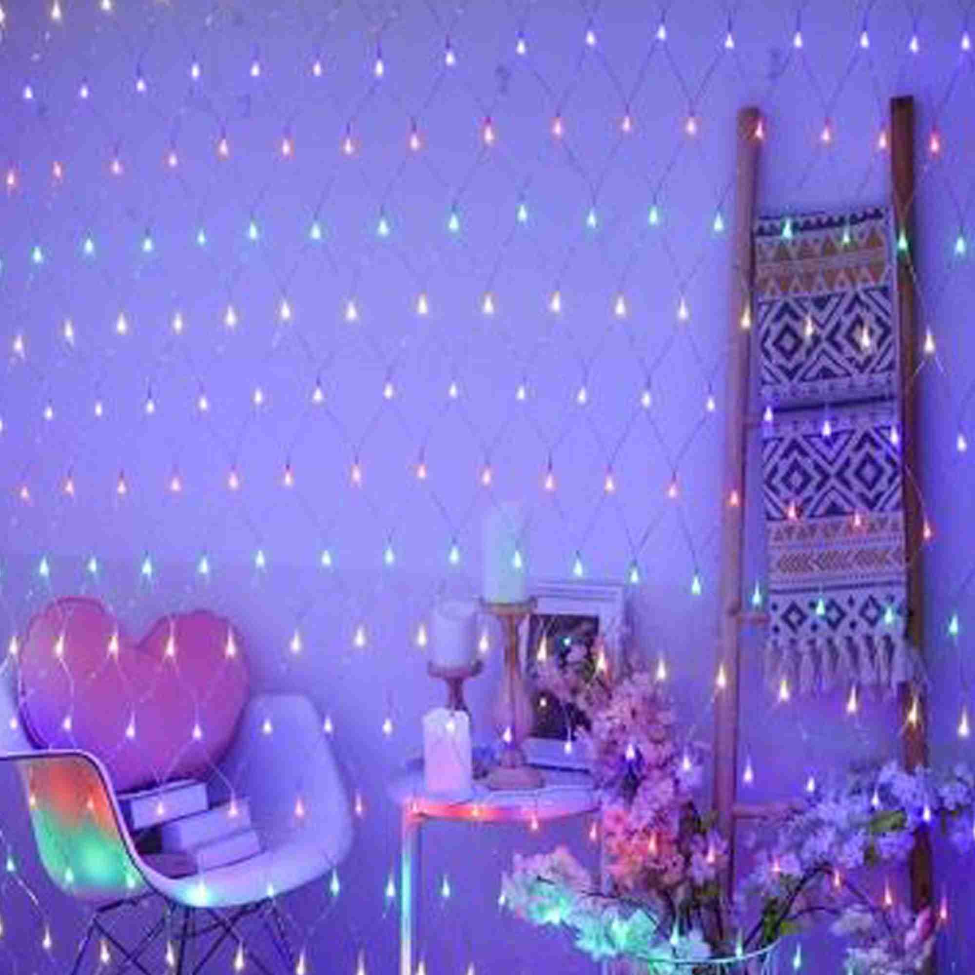 Гирлянда "Занавес" 3х2м, прозрачная нить,  240 LED, свечение мульти 