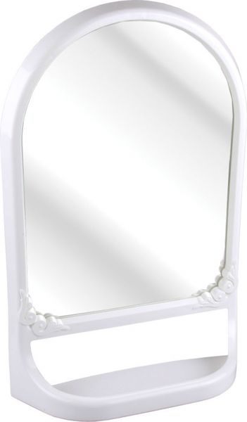 Зеркало для ванной комнаты с полкой белый