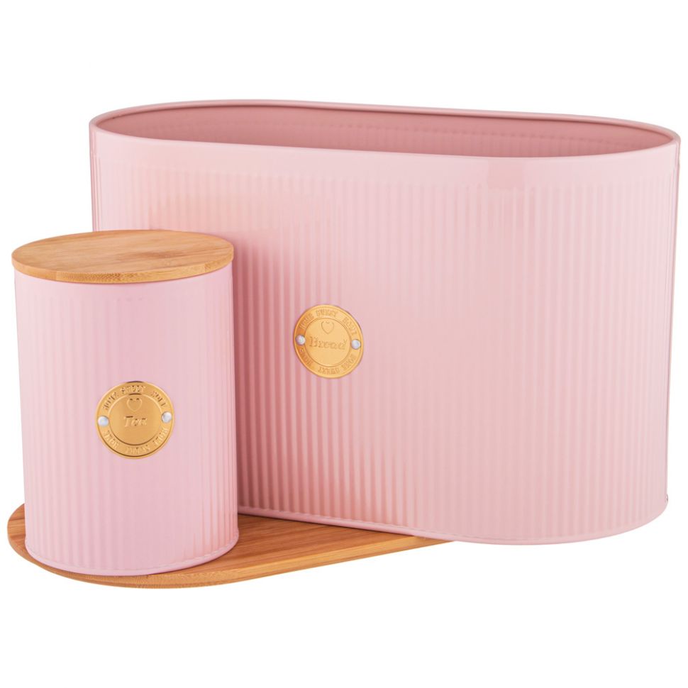 Набор Agness Majesty хлебница 340х180х200мм, банка для сыпучих 3шт 950мл металл