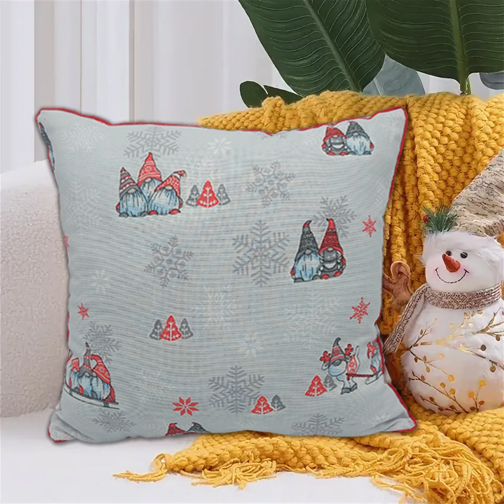 Подушка декоративная с кантом 40*40 ДомВелл из рогожки 51426 Лесные гномы