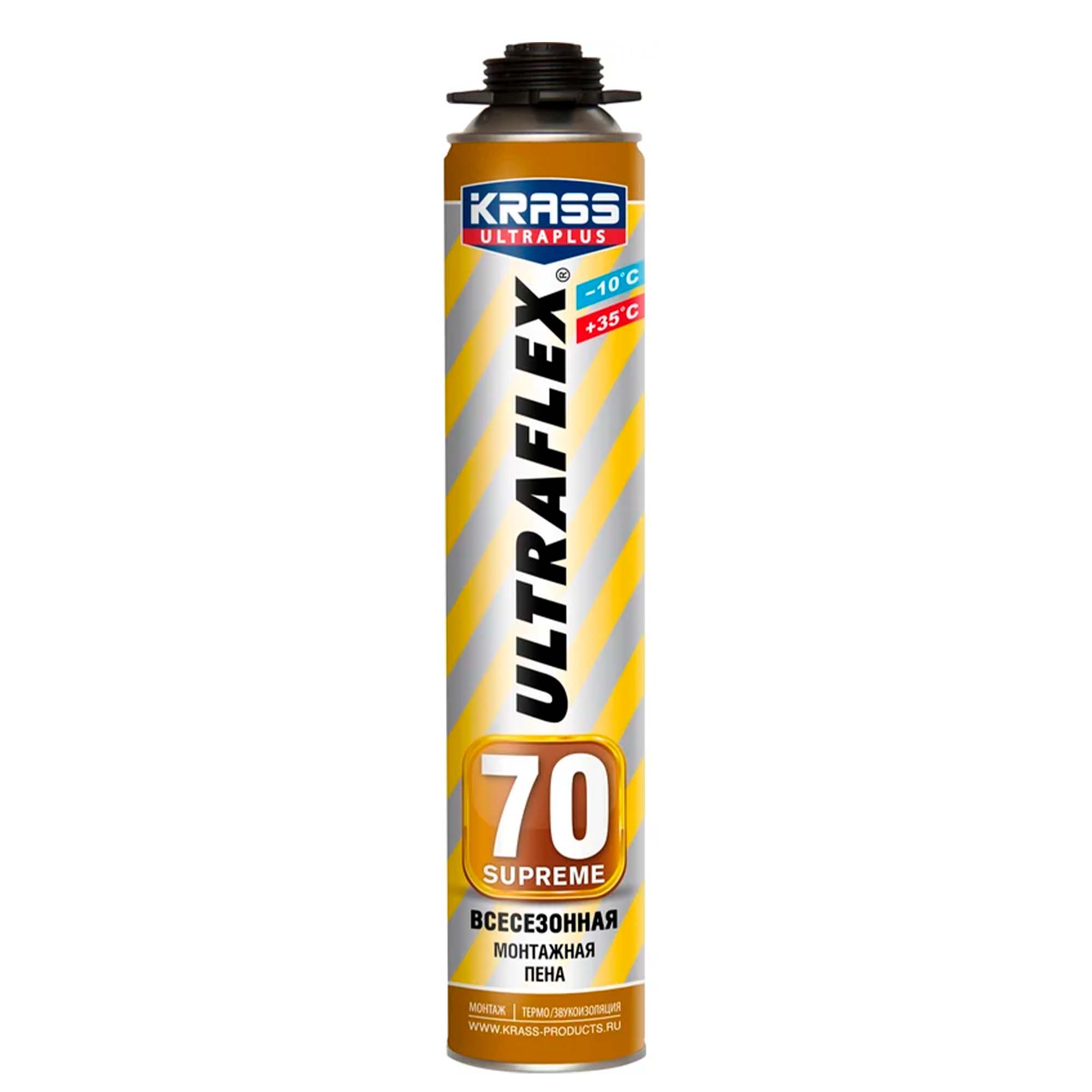 Пена монтажная KRASS ULTRAFLEX 70 Supreme Пистолетная Всесезонная 0,89л