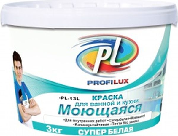 Краска водоэмульсионная 7кг PL-13L (син.эт) латексная  моющаяся износоуст супербелая "Профилюкс" 