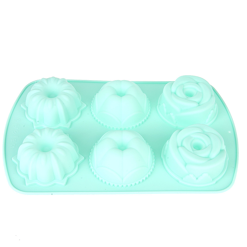 Форма силиконовая  6 ячеек "Цветочный микс" 7х7х3,5см/ 27х17х3,5см