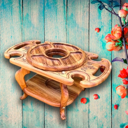 Столик винный на 4 фужера с менажницей 50х29х24см ДомВуд Дуб Д147