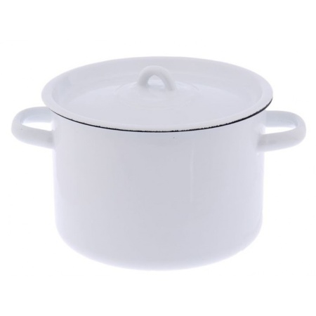 Кастрюля эмалированная сталь  4,5л, с крышкой, Стальэмаль белоснежная