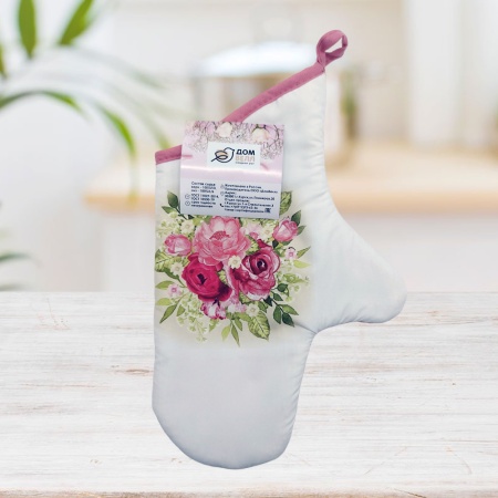 Варежка 35*22 кухонная ДомВелл Розы (верх-100%пэ,низ-100%хл.) Варежка 35*22 кухонная ДомВелл Розы (верх-100%пэ,низ-100%хл.)