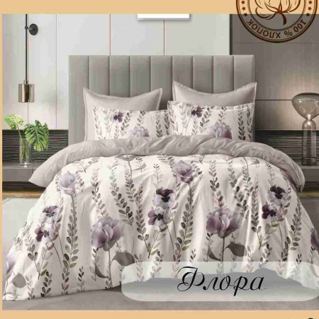 Комплект постельного белья Евро (70*70) ДомВелл Поплин Соловушка 6871 Флора