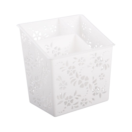 Подставка для столовых приборов 16,5х12,5х17см,  пластик белый