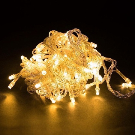 Гирлянда "Нить"  9м прозрачная нить, 100 LED, свечение желтое теплое