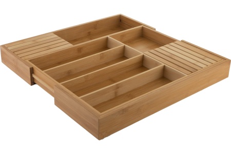 Лоток для столовых приборов и ножей 33-56х43,5х5см  раздвижной, бамбук