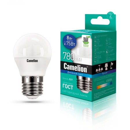 Лампа светодиодная Camelion LED8-G45/865/E27 8Вт 220В