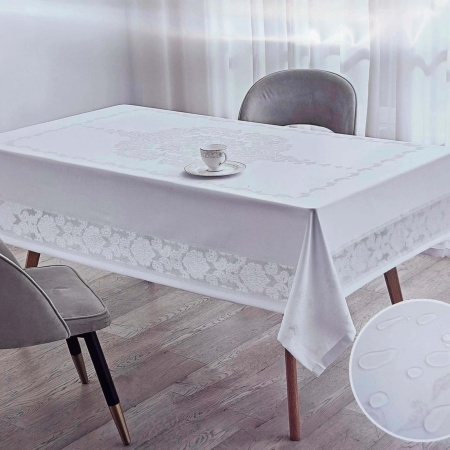 Скатерть 150х220 с пропиткой, водоотталкивающая белая в коробке