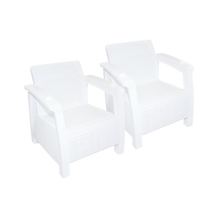 Набор из 2-ух кресел Ротанг без подушки белый