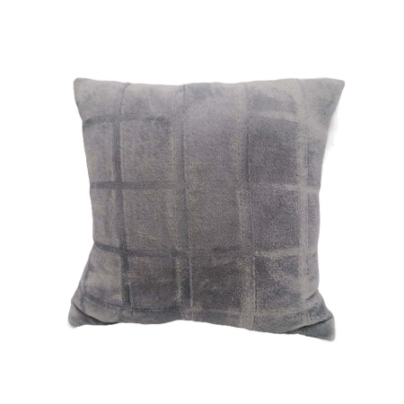 Подушка 40х40 ДомВелл фланель-холофайбер Клетка серая
