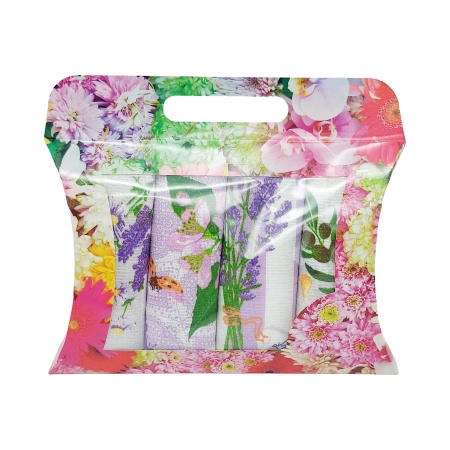 Набор подарочный №1 ДомВелл  (4шт 36х60 полотенец из вафельного полотна) коробка сумочка