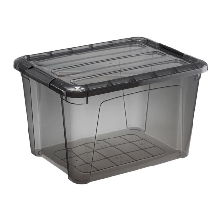 Ящик для хранения 15,5л с замками КИП черный прозрачный