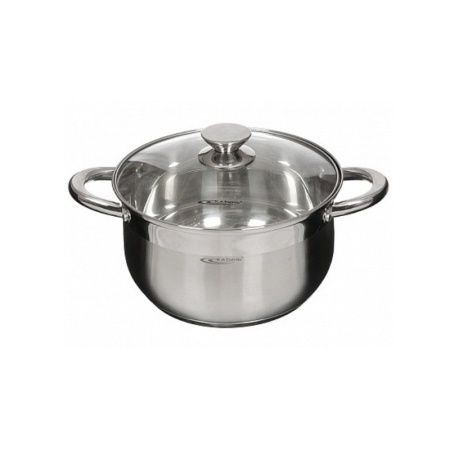 Кастрюля нержавеющая сталь  6,0л, крышка стекло, Катунь Диана