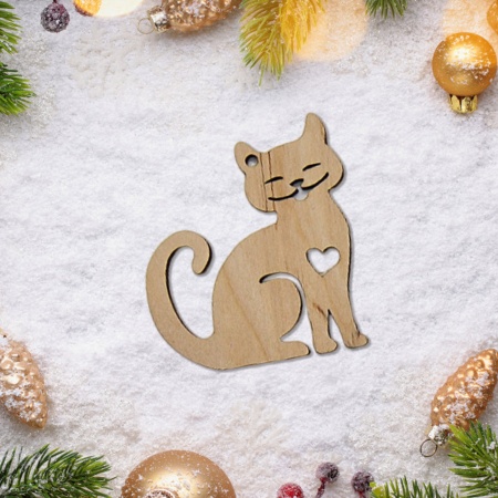 Игрушка НГ 9,5*7*0,3см ДомВуд Кот Экошпон Ф363