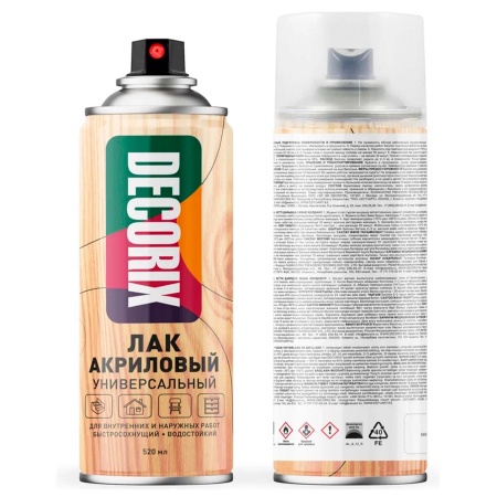Лак аэрозольный 520мл DECORIX бесцветный глянцевый 0107-32 DX 