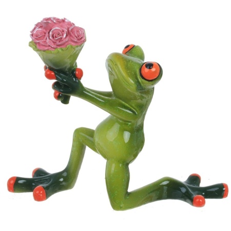Фигурка садовая Лягушка с цветами 23х41см
