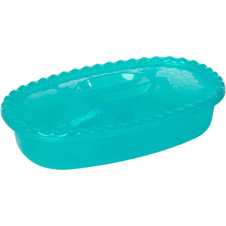 Миска 2,7л прямоуг с крышкой аквамарин