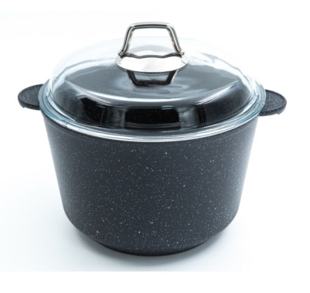 Кастрюля алюминий  4,0л, крышка стекло, с антипригарным покрытием универсальная АЛА