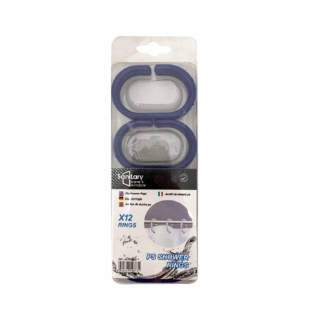Кольца для штор в ванную 12шт синие РД 51011