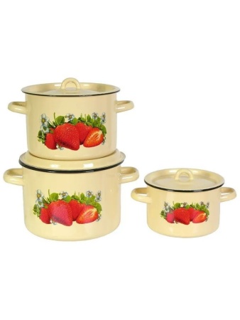 Набор посуды 3пр №33 "Клубника садовая" эмал Череповец