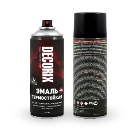 Аэрозольная эмаль термостойкая +400°С DECORIX, 520 мл, алюминий