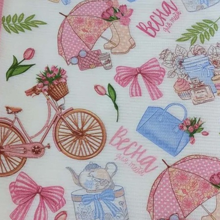 Набор подарочный ДомВелл (3шт 50х60 полотенец из ваф.полотна "Весна") коробка 