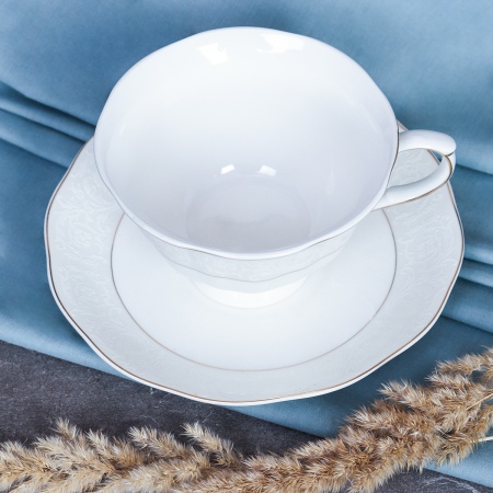 Набор чайный 12 предметов 250 мл на ножке RS 12-FY21001 Gray серая коробка