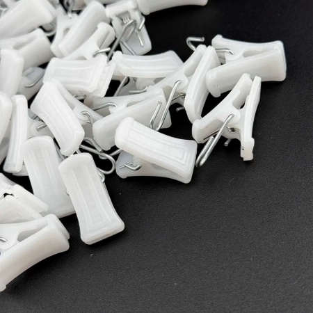 Зажим для штор прозрачно-белый с карабином 92шт цена за 1шт