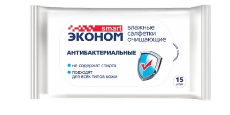 Салфетки влажные 15шт Эконом smart антибактериальные