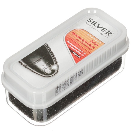 Губка для обуви Сильвер широкая черная прид. блеск