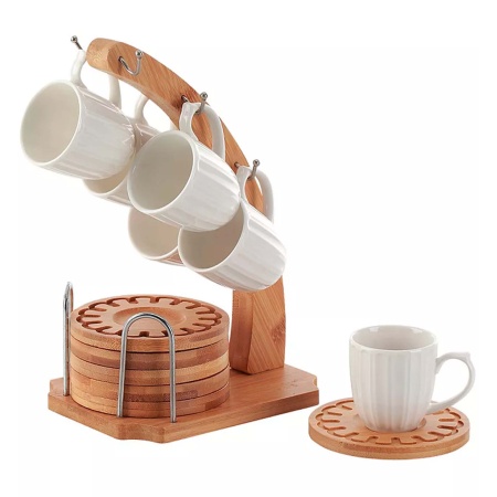 Набор кофейный 12пр. на  бамбуковой подставке "ROYAL" 