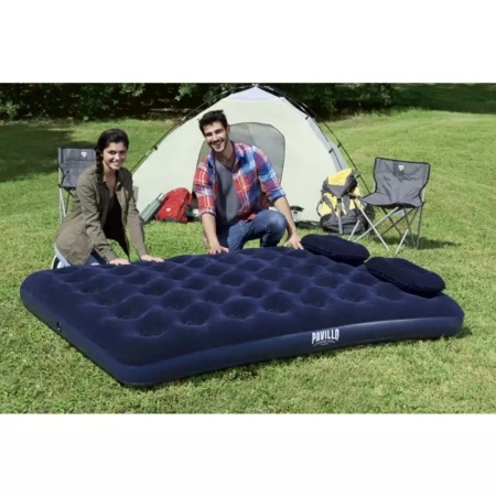 Матрас надувной флокированный 203х152хх22см с подушками и насосом, до 300кг, уп.3