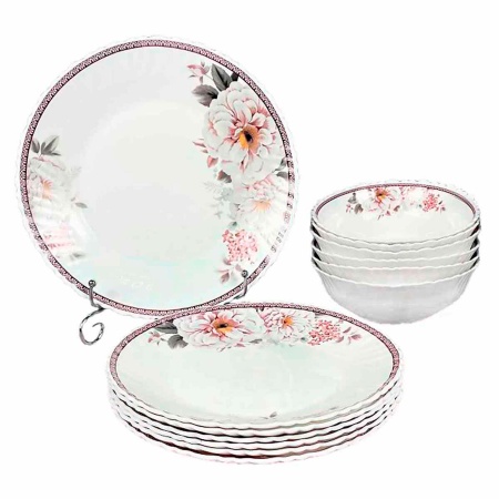 Сервиз столовый 13пр стеклокерам. Torix "Горный пион" NH13CT/16092, (тарелка:21см.-6шт,26см.-1шт; с