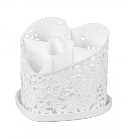 Подставка для столовых приборов 16,5х15,3сам "Сердце", пластик  белый