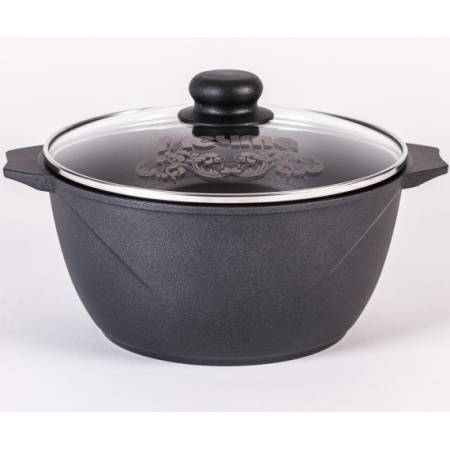 Кастрюля алюминий  4,0л, крышка стекло, с антипригарным покрытием АП Престиж 