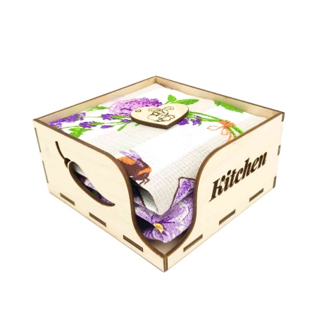 Набор "Старательной хозяйке" ДомВелл (Салфетница 128х132х65+Полотенце 36х60 2шт.)