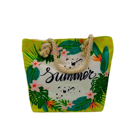 Сумка пляжная на молнии 46х37см РД53046 Листья