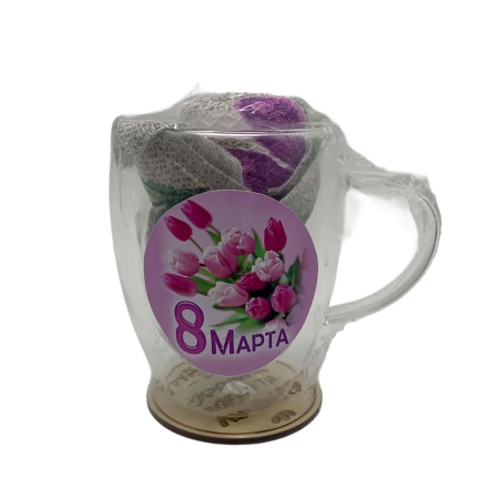 Набор ДомВелл 8 Марта (Кружка+Подставка+Салфетка 30*30 3шт)
