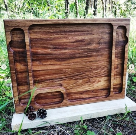 Доска для стейка и сервировки с выемками под столовые приборы 41х30х2см Дуб Д118