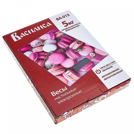 Весы настольные электронные ВАСИЛИСА ВА-013 "Макарони": 5 кг, стекло