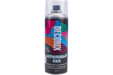 Лак аэрозольный 520мл DECORIX бесцветный глянцевый 0107-32 DX 