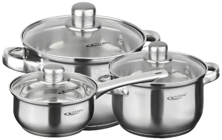 Набор посуды нержавеющая сталь, 3пр ГРЕТТА (1,6л +2,2л + 4,2л)