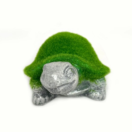 Фигурка садовая Черепаха маленькая зеленый флок 12см